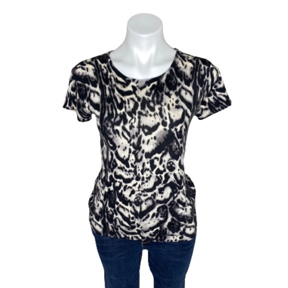 Saks Fifth Ave Animal Print Cashmere Top